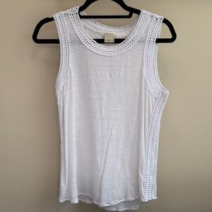 Ecru White Crochet Detail Top